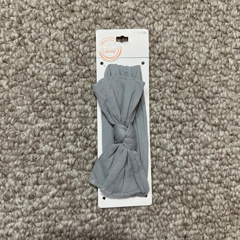 Wonder Nation Baby Girl Gray Bow Headwrap Stretchy Headband New